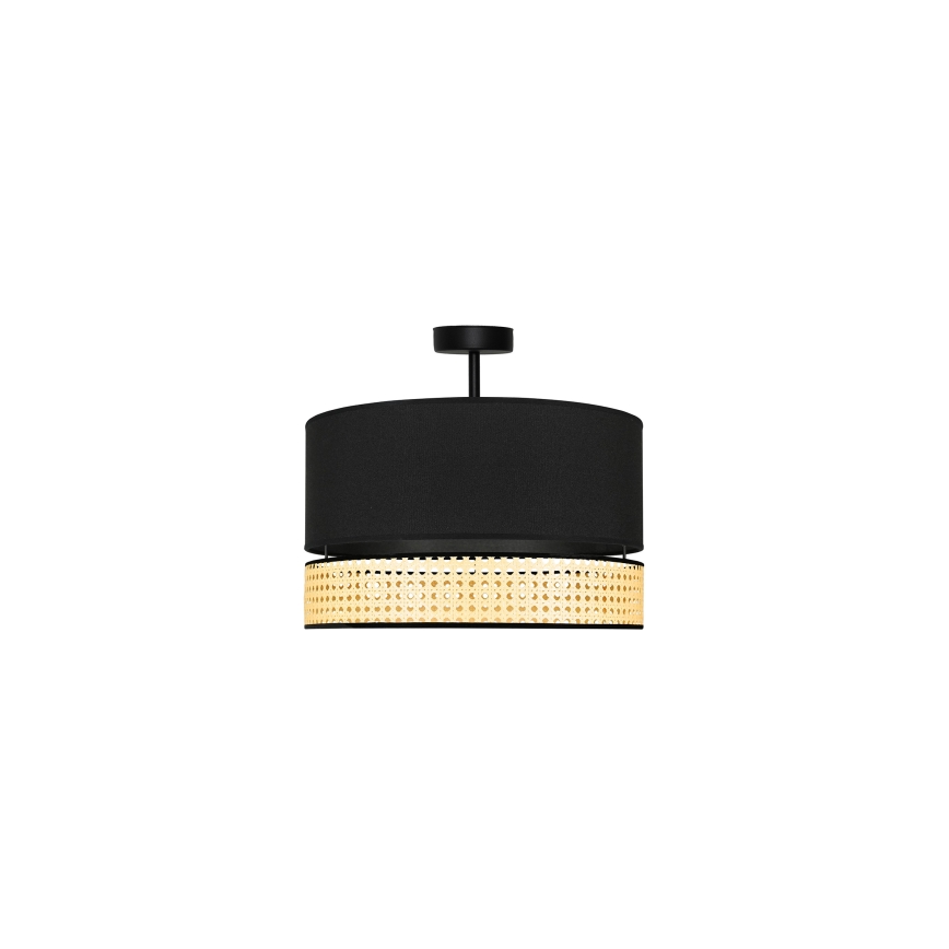 Duolla - Loftlampe DOUBLE RATTAN 1xE27/15W/230V diameter 40 cm sort/beige