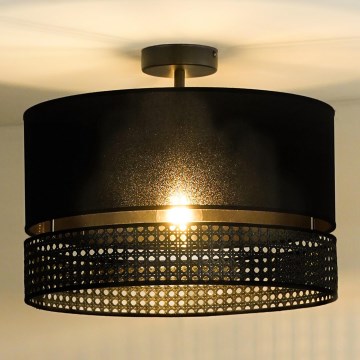 Duolla - Loftlampe DOUBLE RATTAN 1xE27/15W/230V diameter 40 cm sort