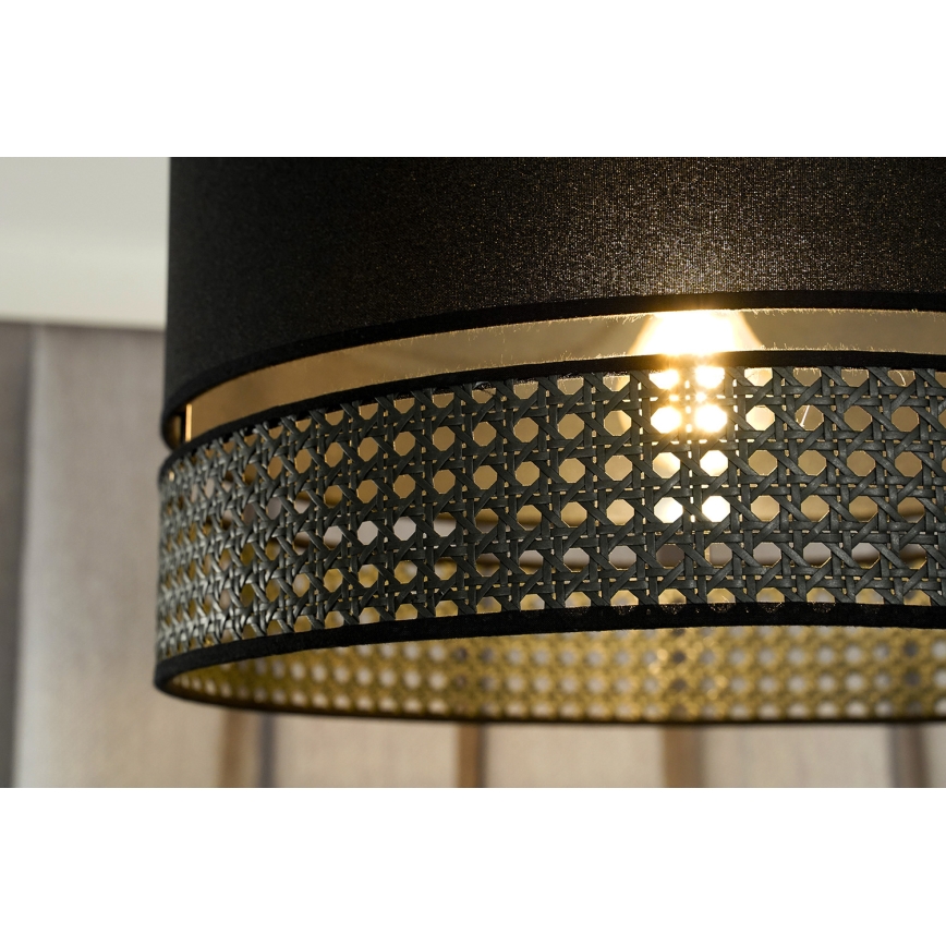 Duolla - Loftlampe DOUBLE RATTAN 1xE27/15W/230V diameter 40 cm sort
