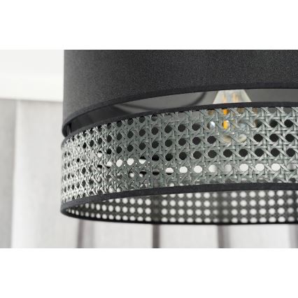 Duolla - Loftlampe DOUBLE RATTAN 1xE27/15W/230V diameter 40 cm sort