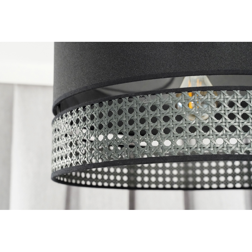 Duolla - Loftlampe DOUBLE RATTAN 1xE27/15W/230V diameter 40 cm sort