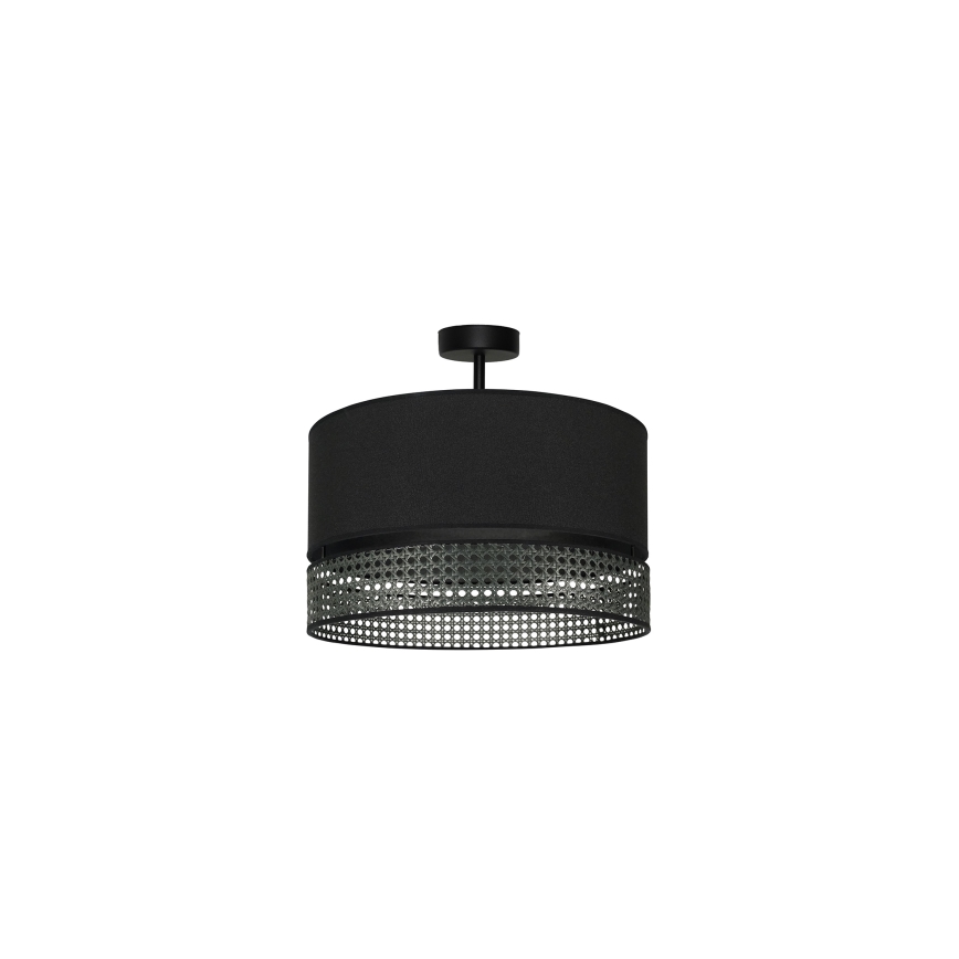 Duolla - Loftlampe DOUBLE RATTAN 1xE27/15W/230V diameter 40 cm sort