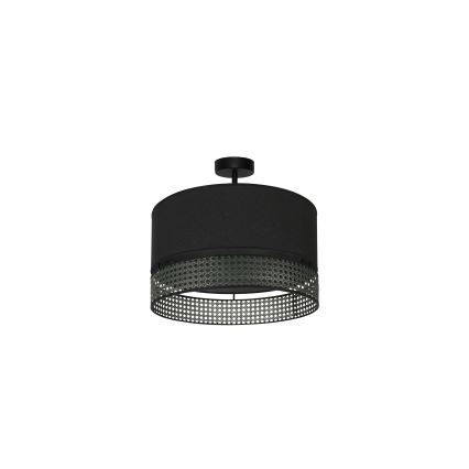 Duolla - Loftlampe DOUBLE RATTAN 1xE27/15W/230V diameter 40 cm sort