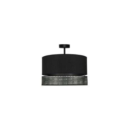 Duolla - Loftlampe DOUBLE RATTAN 1xE27/15W/230V diameter 40 cm sort