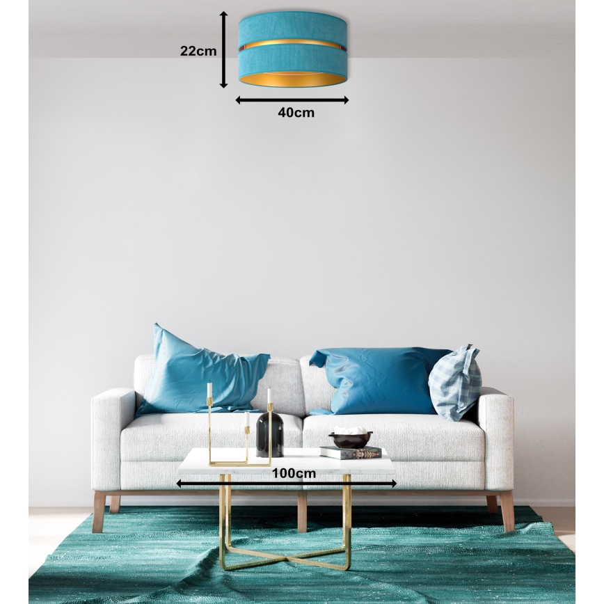 Duolla - Loftlampe DUO 1xE27/40W/230V diameter 40 cm turkis/guldfarvet