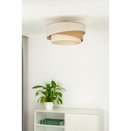 Duolla - Loftlampe KOBO 1xE27/15W/230V diameter 45 cm beige/brun/hvid