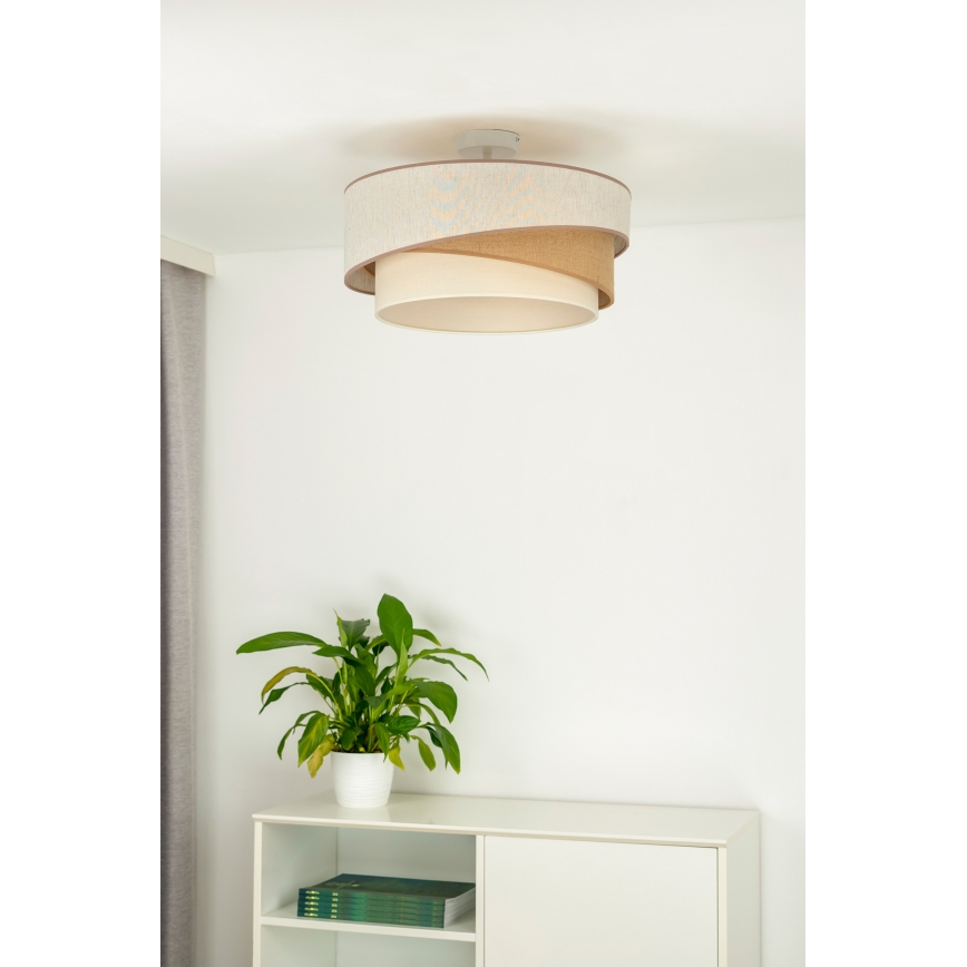 Duolla - Loftlampe KOBO 1xE27/15W/230V diameter 45 cm beige/brun/hvid