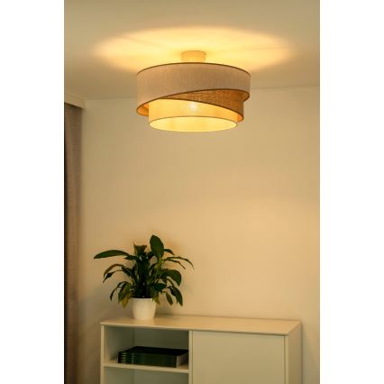 Duolla - Loftlampe KOBO 1xE27/15W/230V diameter 45 cm beige/brun/hvid