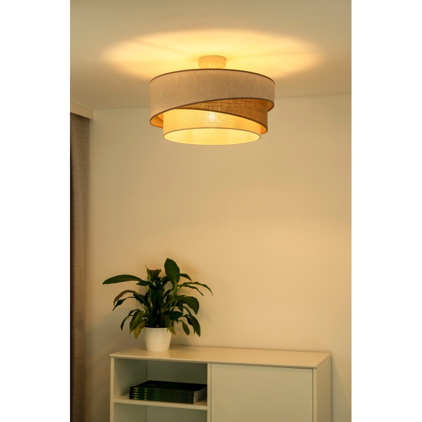 Duolla - Loftlampe KOBO 1xE27/15W/230V diameter 45 cm beige/brun/hvid