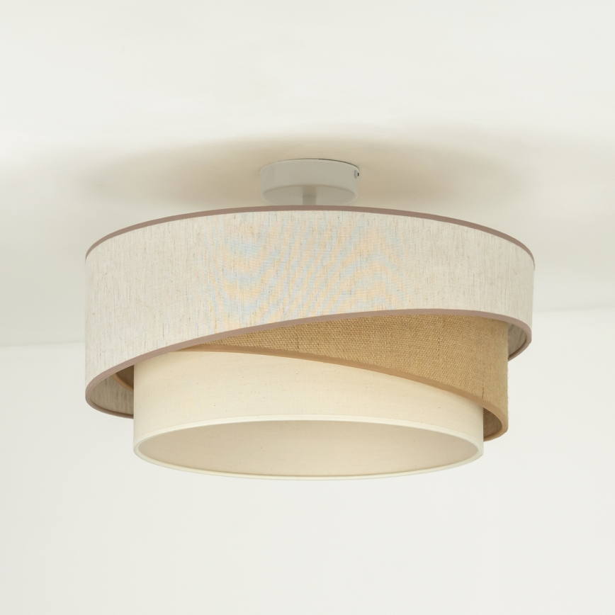 Duolla - Loftlampe KOBO 1xE27/15W/230V diameter 45 cm beige/brun/hvid
