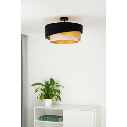 Duolla - Loftlampe KOBO 1xE27/15W/230V diameter 45 cm sort/guldfarvet/cremefarvet