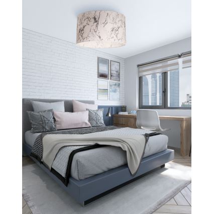 Duolla - Loftlampe MARBLE 1xE27/40W/230V diameter 45 cm hvid/grå