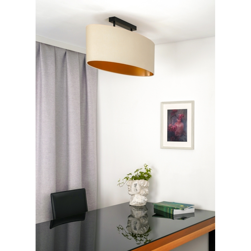 Duolla - Loftlampe OVAL VEGAN 2xE27/15W/230V cremefarvet