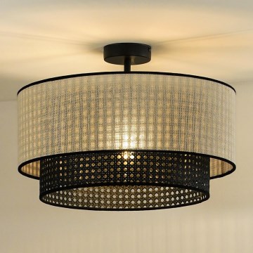 Duolla - Loftlampe RATTAN YUTE 1xE27/15W/230V diameter 45 cm cremefarvet/sort