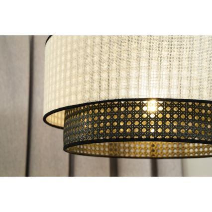 Duolla - Loftlampe RATTAN YUTE 1xE27/15W/230V diameter 45 cm cremefarvet/sort