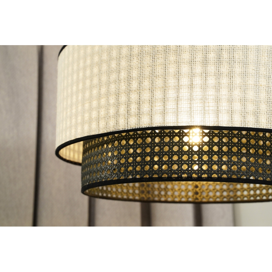 Duolla - Loftlampe RATTAN YUTE 1xE27/15W/230V diameter 45 cm cremefarvet/sort