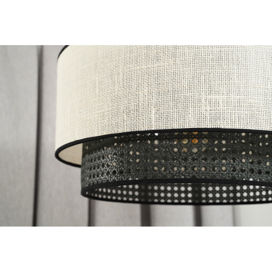 Duolla - Loftlampe RATTAN YUTE 1xE27/15W/230V diameter 45 cm cremefarvet/sort