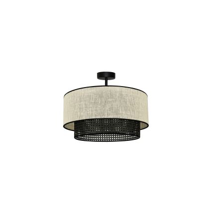 Duolla - Loftlampe RATTAN YUTE 1xE27/15W/230V diameter 45 cm cremefarvet/sort