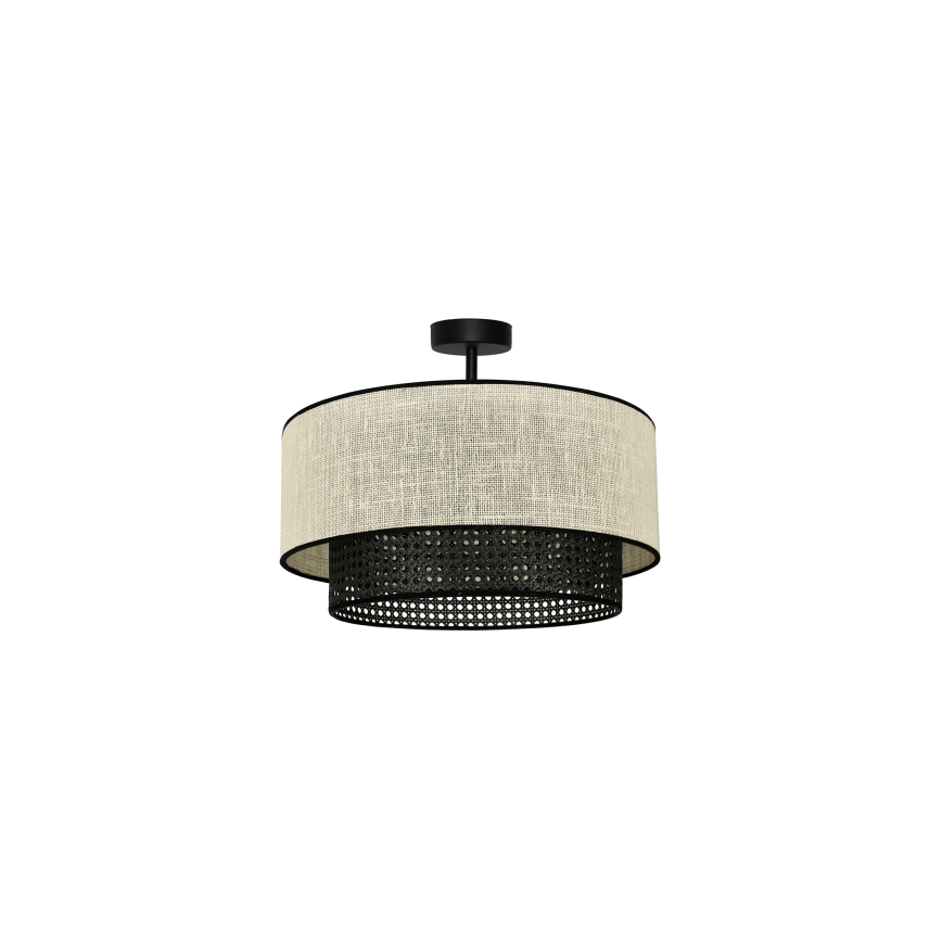 Duolla - Loftlampe RATTAN YUTE 1xE27/15W/230V diameter 45 cm cremefarvet/sort
