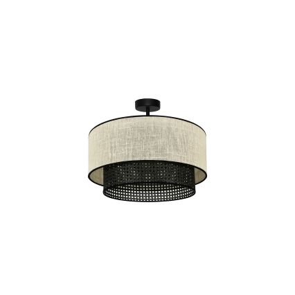 Duolla - Loftlampe RATTAN YUTE 1xE27/15W/230V diameter 45 cm cremefarvet/sort