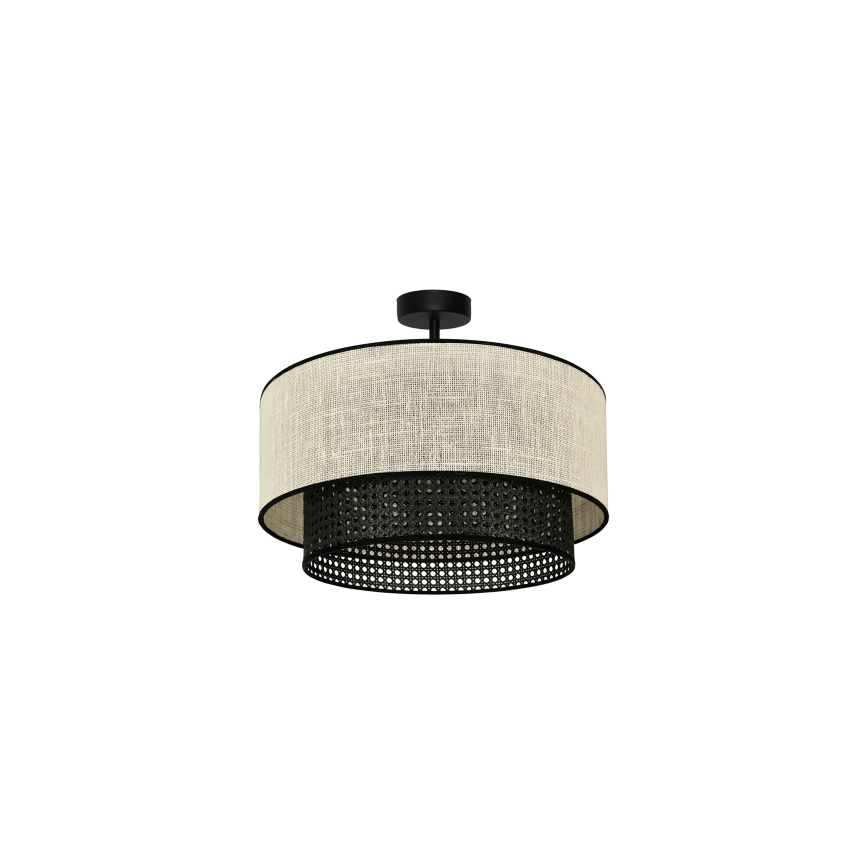Duolla - Loftlampe RATTAN YUTE 1xE27/15W/230V diameter 45 cm cremefarvet/sort