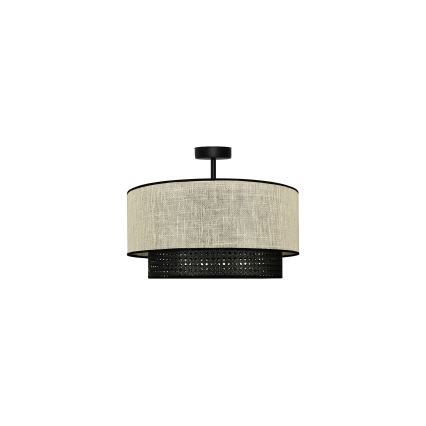 Duolla - Loftlampe RATTAN YUTE 1xE27/15W/230V diameter 45 cm cremefarvet/sort