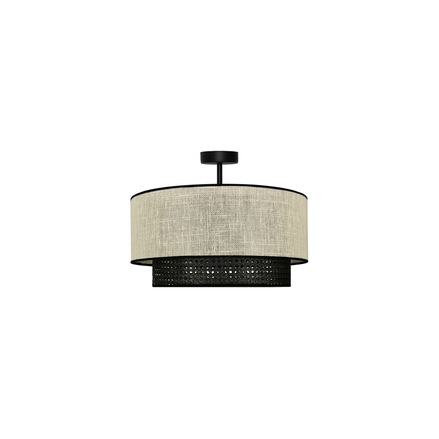 Duolla - Loftlampe RATTAN YUTE 1xE27/15W/230V diameter 45 cm cremefarvet/sort