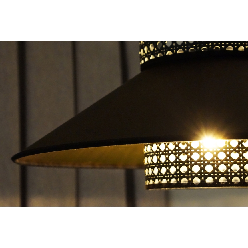 Duolla - Loftlampe RIO RATTAN 1xE27/15W/230V diameter 45 cm sort/guldfarvet