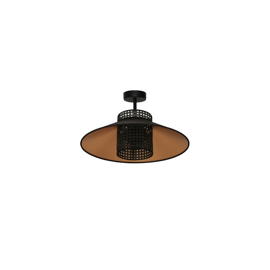 Duolla - Loftlampe RIO RATTAN 1xE27/15W/230V diameter 45 cm sort/guldfarvet