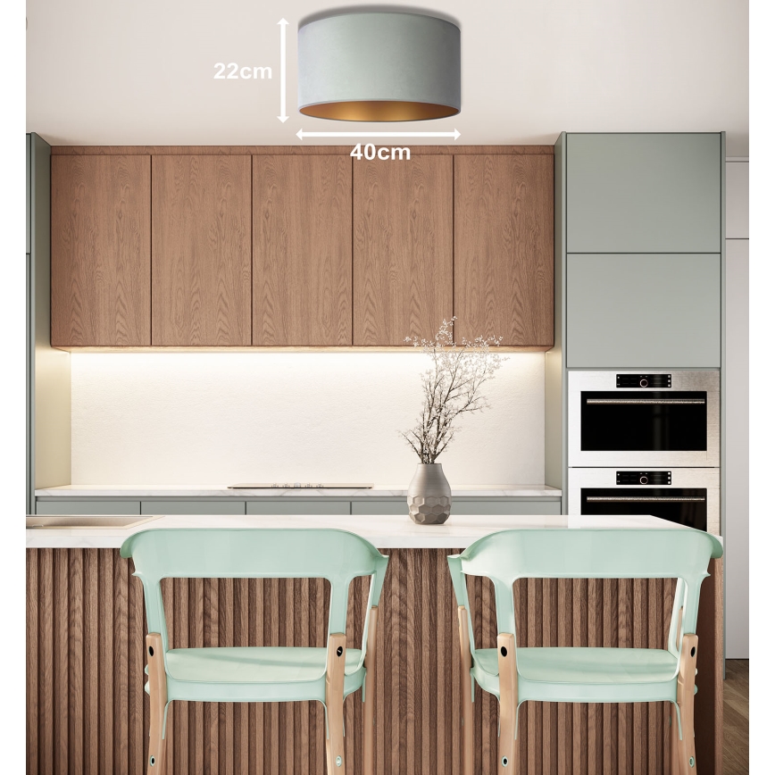 Duolla - Loftlampe ROLLER 1xE27/15W/230V Ø 40 cm lysegrøn/guld