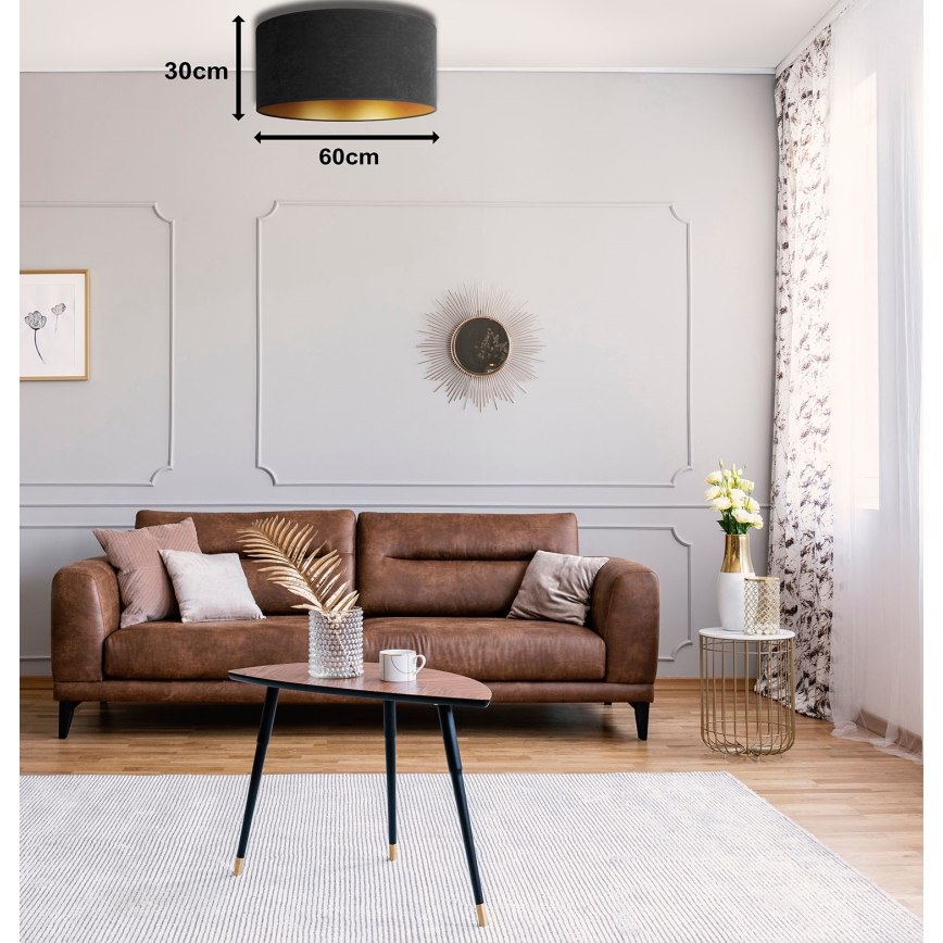 Duolla - Loftlampe ROLLER 3xE27/15W/230V diameter 60 cm sort/gylden