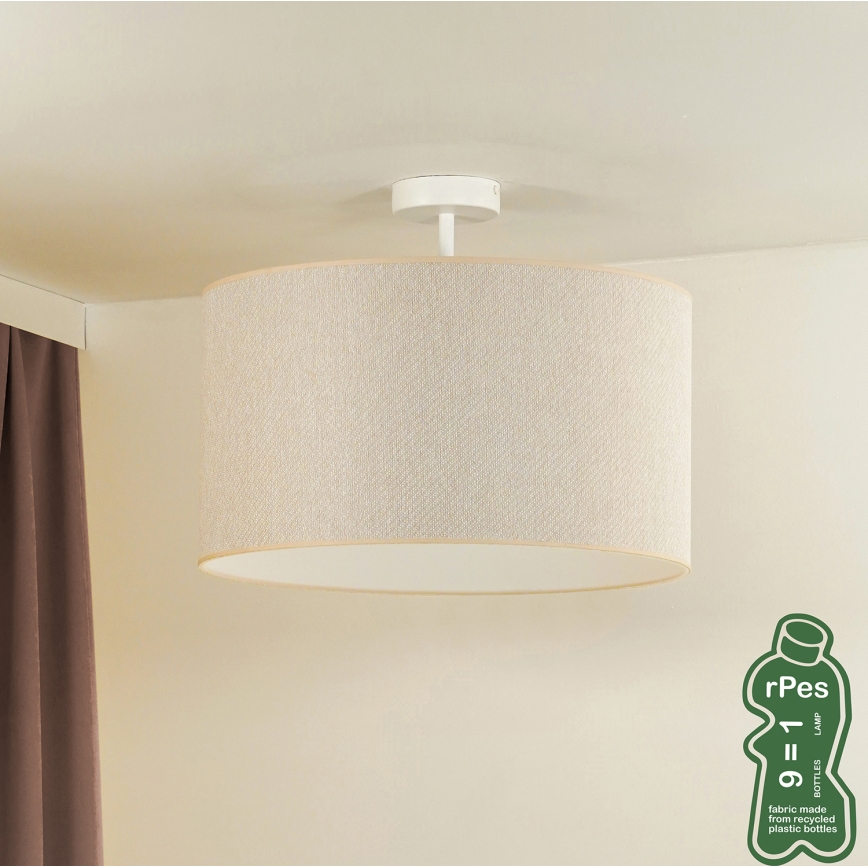 Duolla - Loftlampe ROLLER ECO RECYCLING 1xE27/15W/230V diameter 45 cm cremefarvet