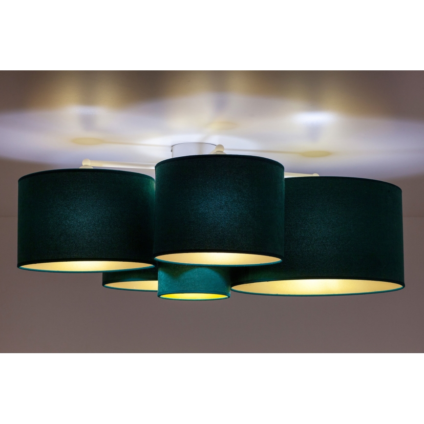 Duolla - Loftlampe ROLLER PENTO 5xE27/60W/230V grøn/guldfarvet
