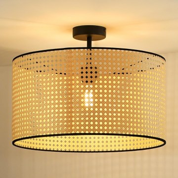 Duolla - Loftlampe ROLLER RATTAN 1xE27/15W/230V diameter 45 cm beige/sort