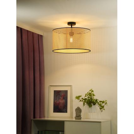 Duolla - Loftlampe ROLLER RATTAN 1xE27/15W/230V diameter 45 cm beige/sort