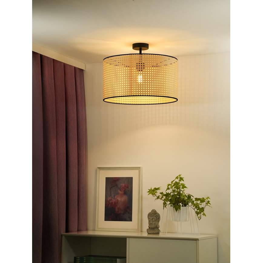 Duolla - Loftlampe ROLLER RATTAN 1xE27/15W/230V diameter 45 cm beige/sort