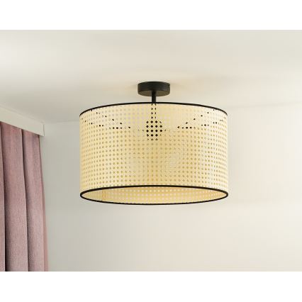 Duolla - Loftlampe ROLLER RATTAN 1xE27/15W/230V diameter 45 cm beige/sort