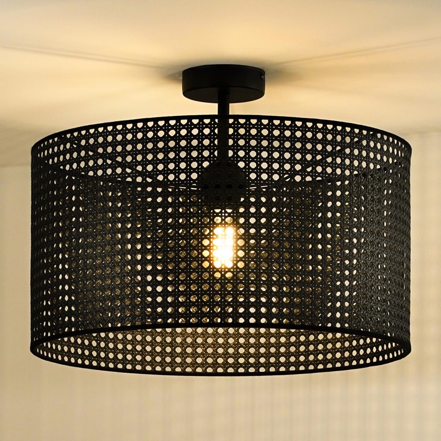 Duolla - Loftlampe ROLLER RATTAN 1xE27/15W/230V diameter 45 cm sort