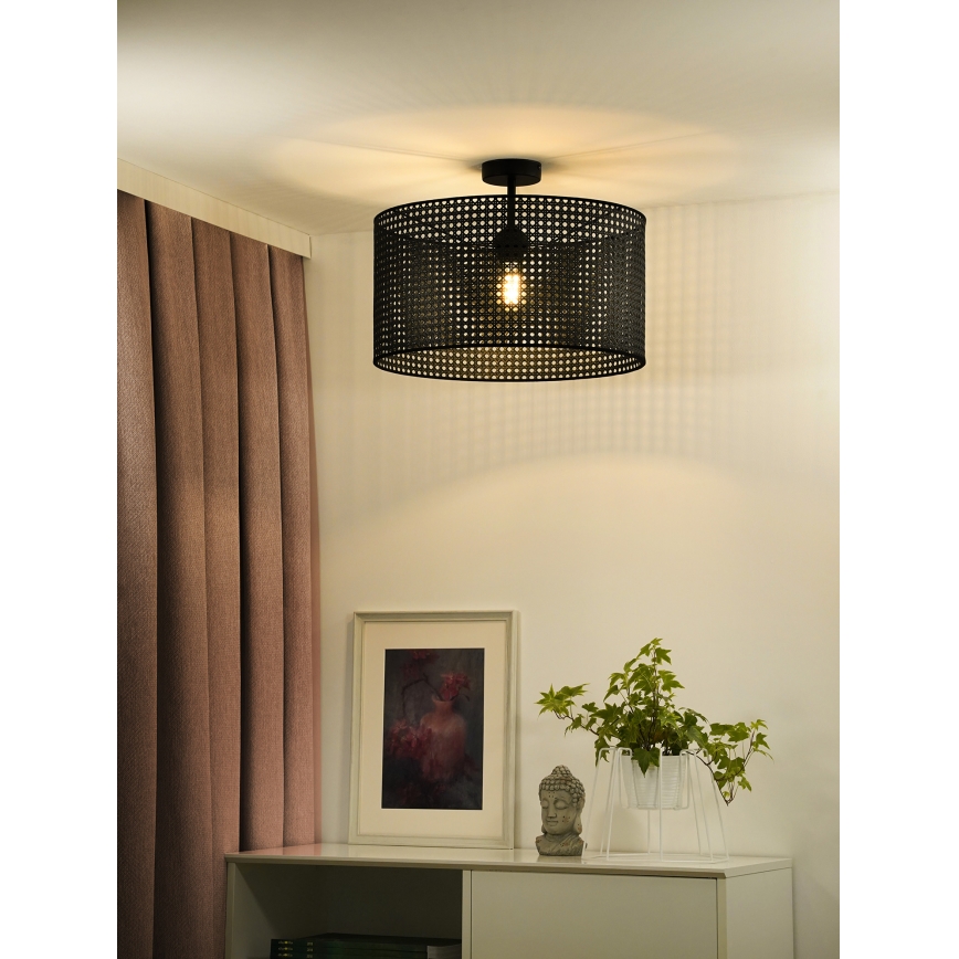 Duolla - Loftlampe ROLLER RATTAN 1xE27/15W/230V diameter 45 cm sort