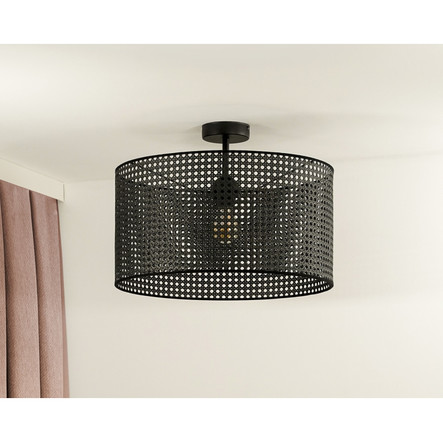 Duolla - Loftlampe ROLLER RATTAN 1xE27/15W/230V diameter 45 cm sort