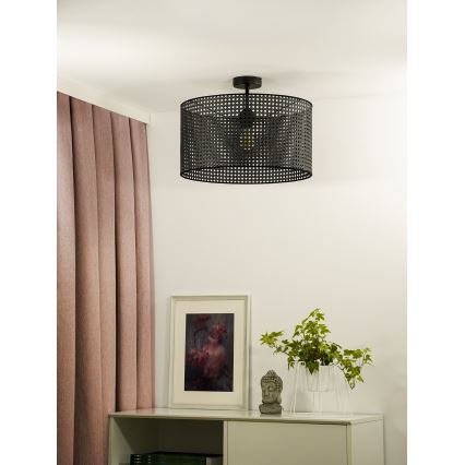 Duolla - Loftlampe ROLLER RATTAN 1xE27/15W/230V diameter 45 cm sort