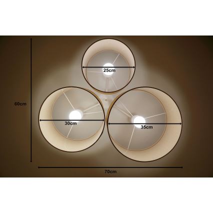 Duolla - Loftlampe ROLLER TRIO 3xE27/60W/230V beige