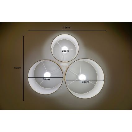 Duolla - Loftlampe ROLLER TRIO 3xE27/60W/230V hvid/guldfarvet