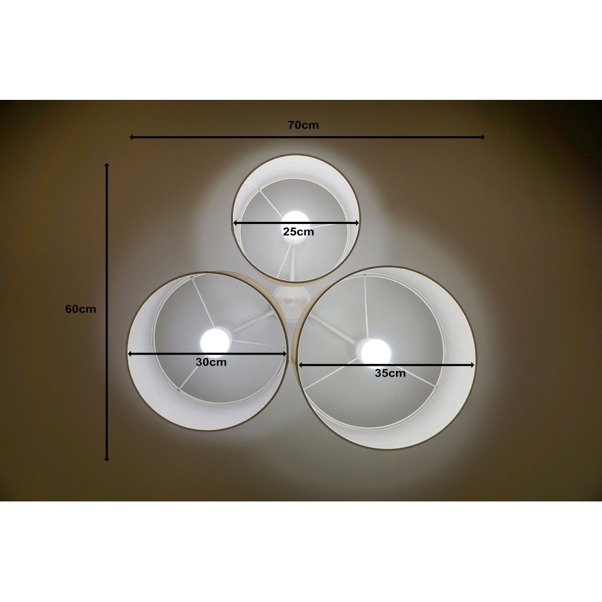 Duolla - Loftlampe ROLLER TRIO 3xE27/60W/230V hvid/guldfarvet