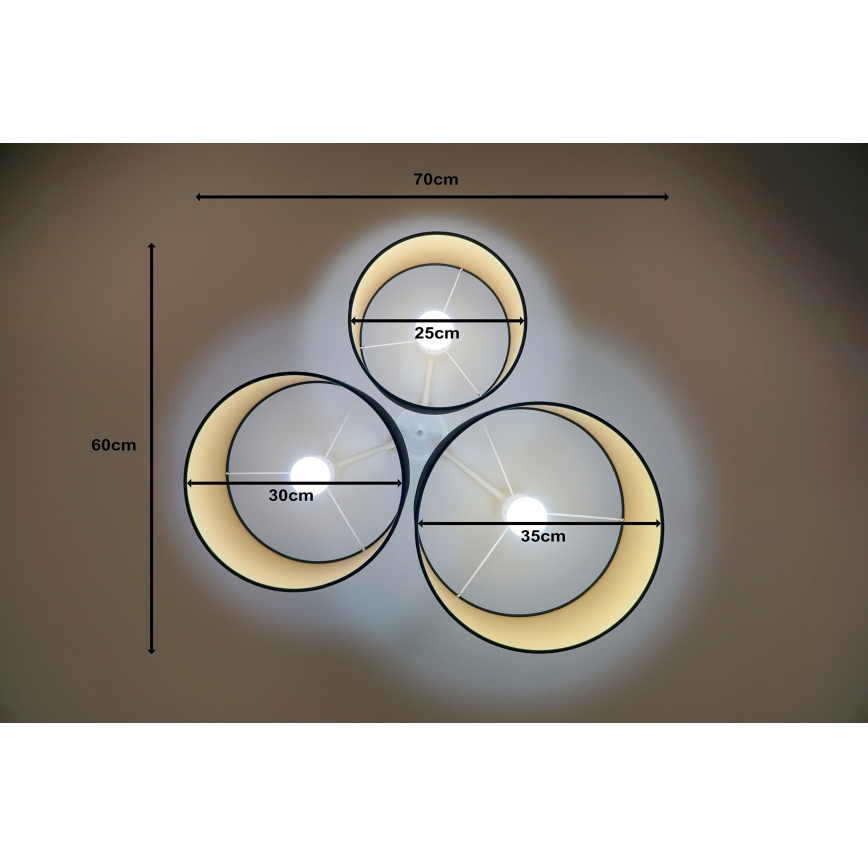 Duolla - Loftlampe ROLLER TRIO 3xE27/60W/230V sort/guldfarvet