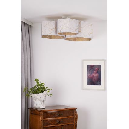 Duolla - Loftlampe ROLLER TRIO HEX 3xE27/15W/230V hvid/guldfarvet