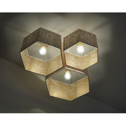 Duolla - Loftlampe ROLLER TRIO HEX 3xE27/15W/230V hvid/guldfarvet
