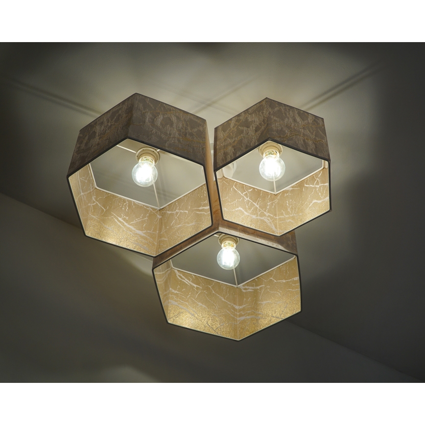 Duolla - Loftlampe ROLLER TRIO HEX 3xE27/15W/230V hvid/guldfarvet