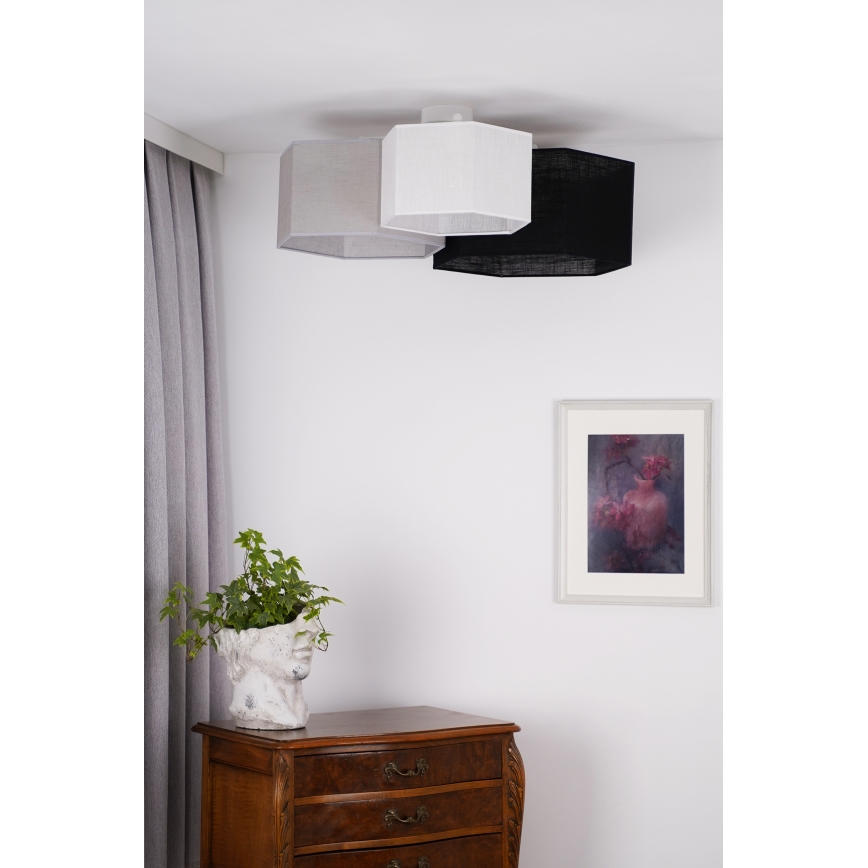 Duolla - Loftlampe ROLLER TRIO HEX 3xE27/15W/230V sort/grå/hvid