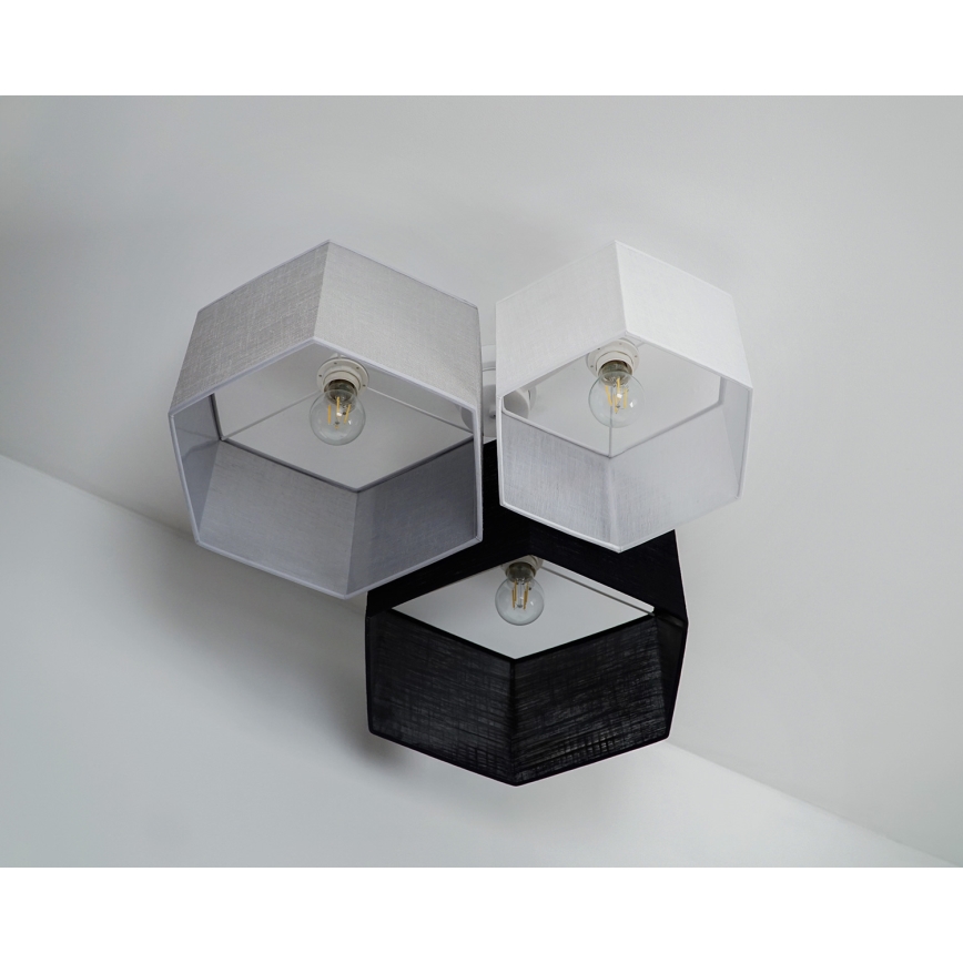 Duolla - Loftlampe ROLLER TRIO HEX 3xE27/15W/230V sort/grå/hvid